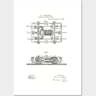 Electric Railway Motor Vintage Patent Hand Drawing Posters and Art